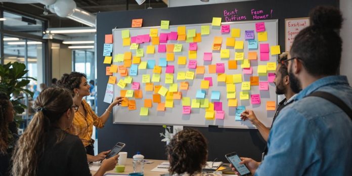 Gruppe av entreprenører i moderne kontor